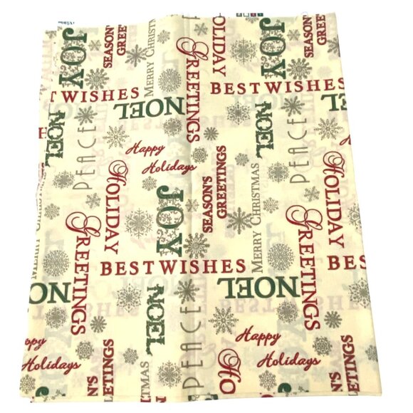 Cranston Print Works Christmas Words Fabric Remnant 72" x 42" Holiday Snowflakes - Picture 4 of 6